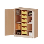 ErgoTray Schrank, 3reihig, 3,5 OH, zweitürig, mit 6 hohen Boxen, B/H/T 104,5x136x50cm 